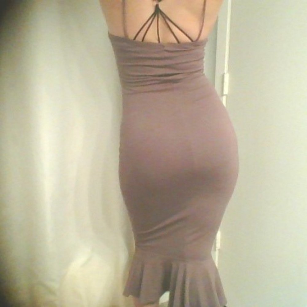 Purple trumpet cocktail dress